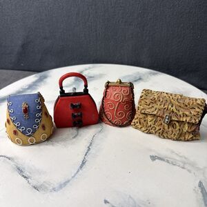 4pc Vintage Small Resin Purse Trinket Boxes Willow Hall Nostalgia My Treasure
